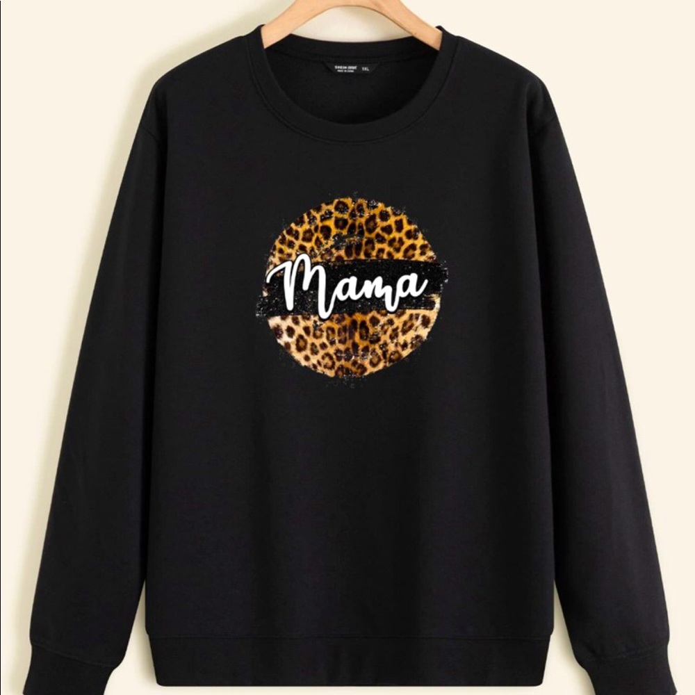Leopard Graphic Thermal Lined Mama Sweatshirt